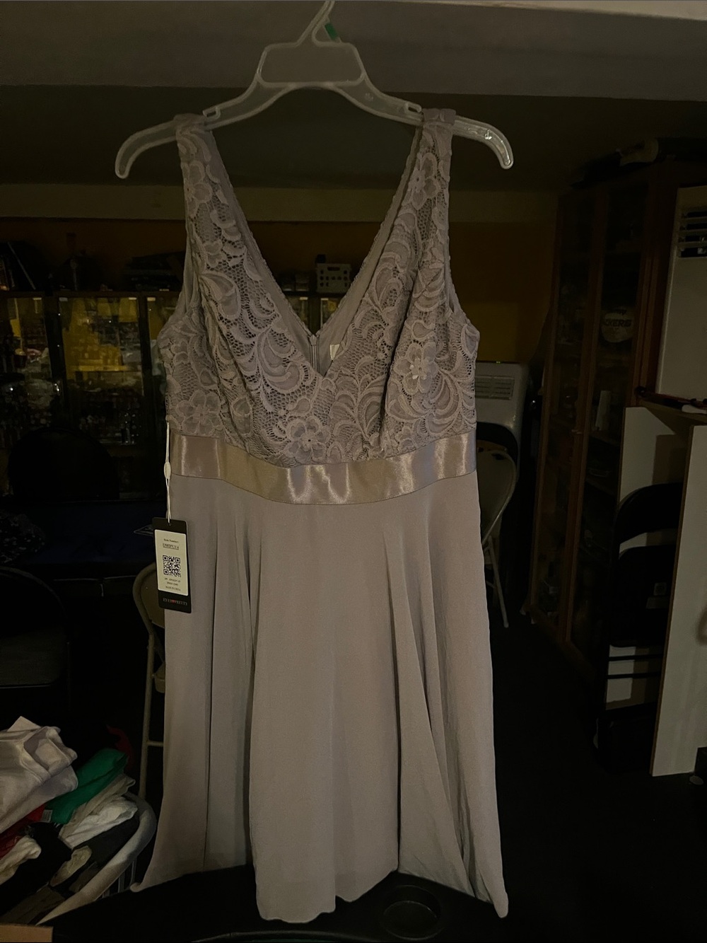 Ever Pretty Lace Bodice A-Line Dress in Light Gray